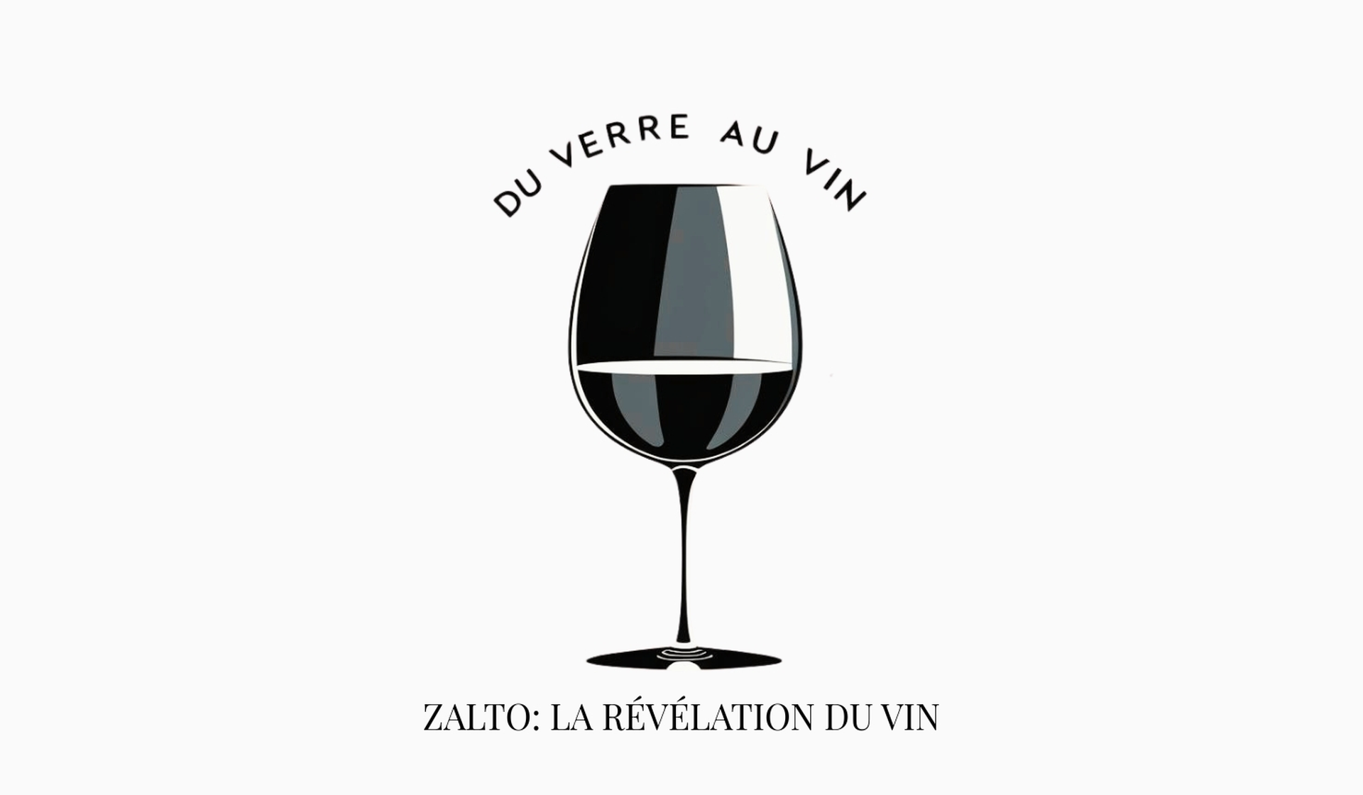 Logo représentant un verre de vin avec l’inscription "DU VERRE AU VIN" en haut et "Zalto : la révélation du vin" en bas.